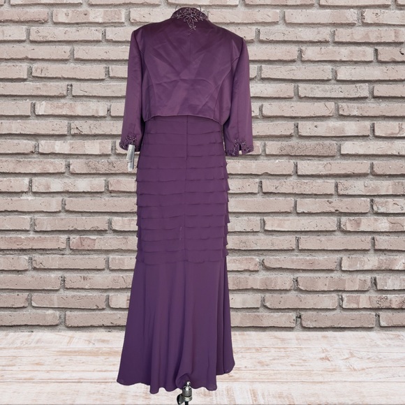 ALEX Evenings 2pc Rhinestone Purple Dress Blazer Suit 10 petite NWT - Picture 8 of 12